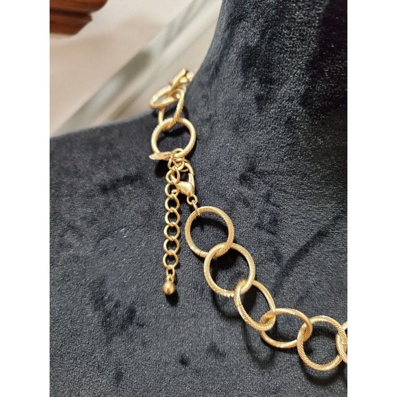 Traci Lynn Gold Color with Clear Rhinestone Lobster Clasp Closure Necklace - Picture 6 of 8